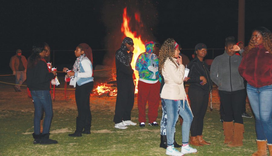 Students enjoy the bonfire and pep rally the night before  Homecoming. The event featured door prizes, s’mores, hot chocolate and other festivities to help the FMU community get excited for Homecoming