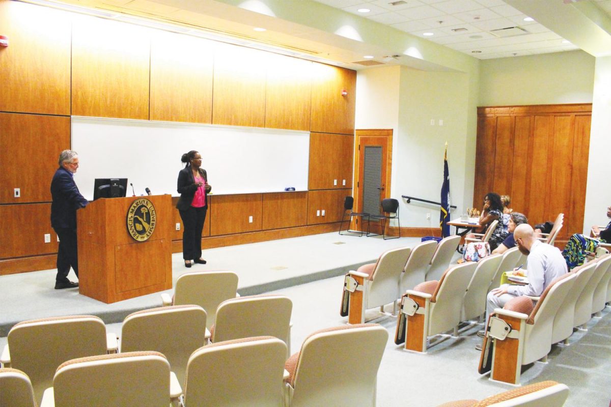 Toastmasters speakers deliver speeches to help students polish public speaking skills. 