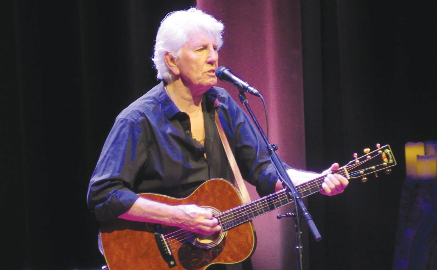 Graham Nash performs new and old songs for community members at the FMU Performing Arts Center. Nash also told the audience about his inspiration behind his songs.