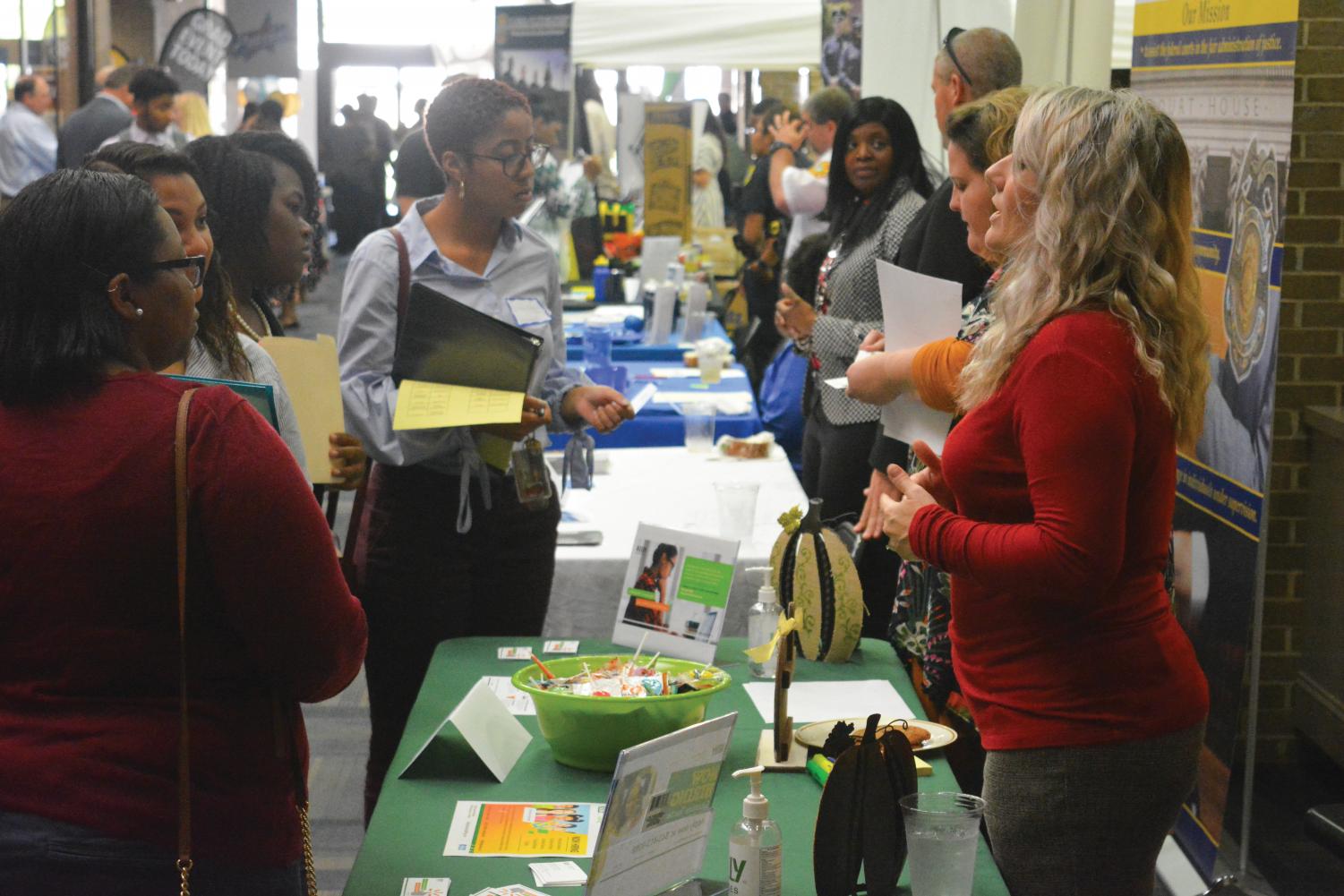 Students gather at the Smith University Center to connect with possible future employers.