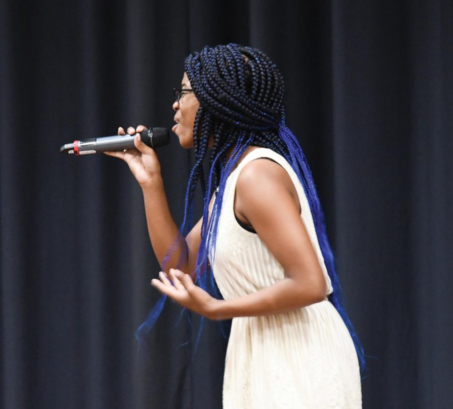 Tasia Phillips auditions for FMU's Got Talent. She received the golden buzzer for her performance of 
