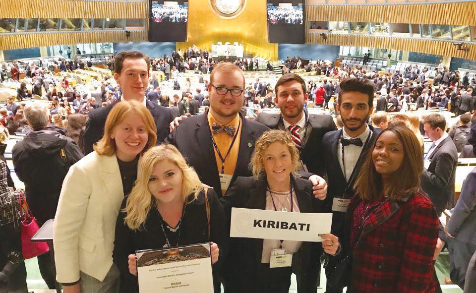 Last year's students participating in NMUN activities representing the country of Kiribati at the 2017 NMUN Convention in New York City.