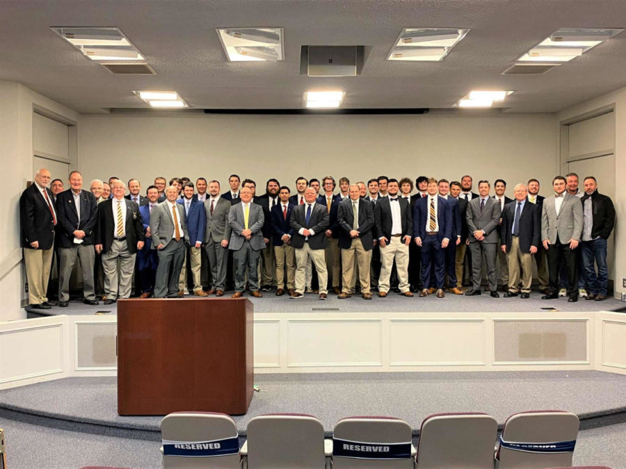 Members of Pi Kappa Alpha gathered to celebrate the reinstatement of the fraternity after a 15-year ban. 